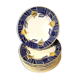 Assiettes céramique bleu
