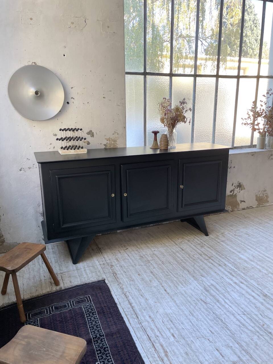 60s brutalist black sideboard