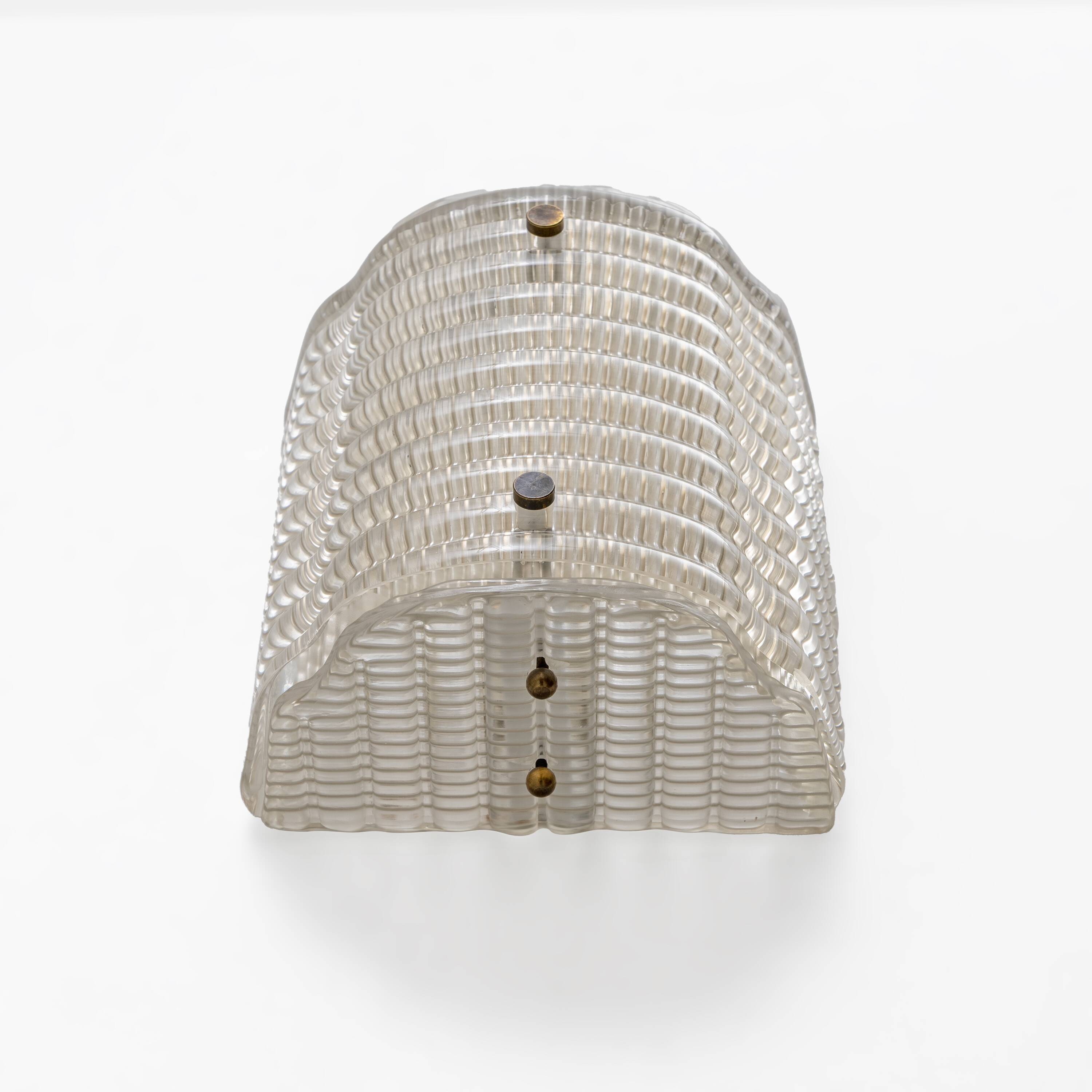 Pair of Murano Glass Wall Sconces with Ribbed Texture