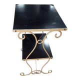 Petite sellette a 2 niveaux en metal et bois 1960