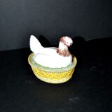 Portieux painted opaline glass hen candy box