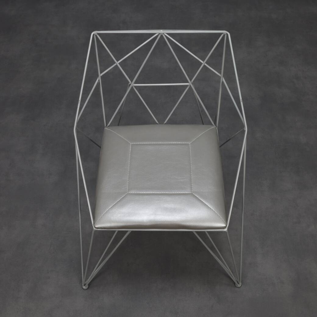 6x Geometric Wire Frame Dining Chairs, rare