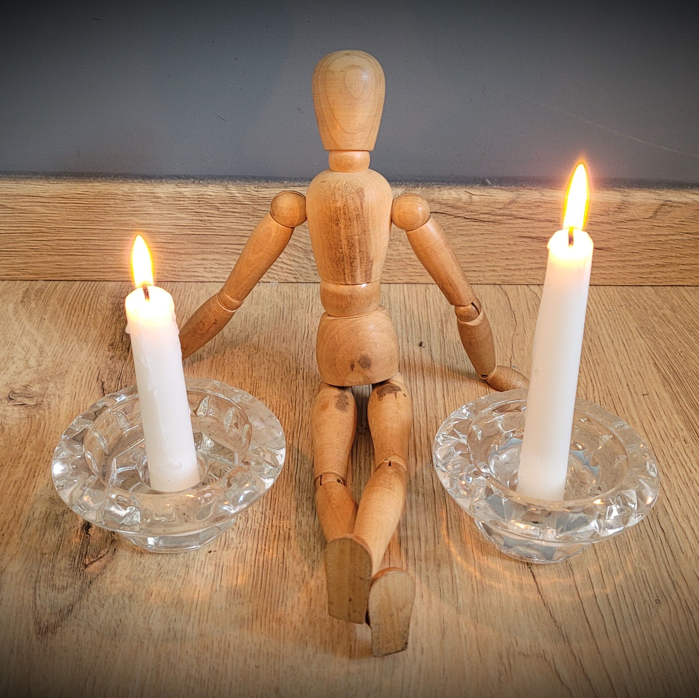 Duo candlesticks glass reims 2