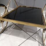 Vintage brass rolling side table, SGDG 1976