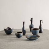 Set of Vintage Swedish Mid Century Blue Ceramics by Gunnar Nylund, 1950s