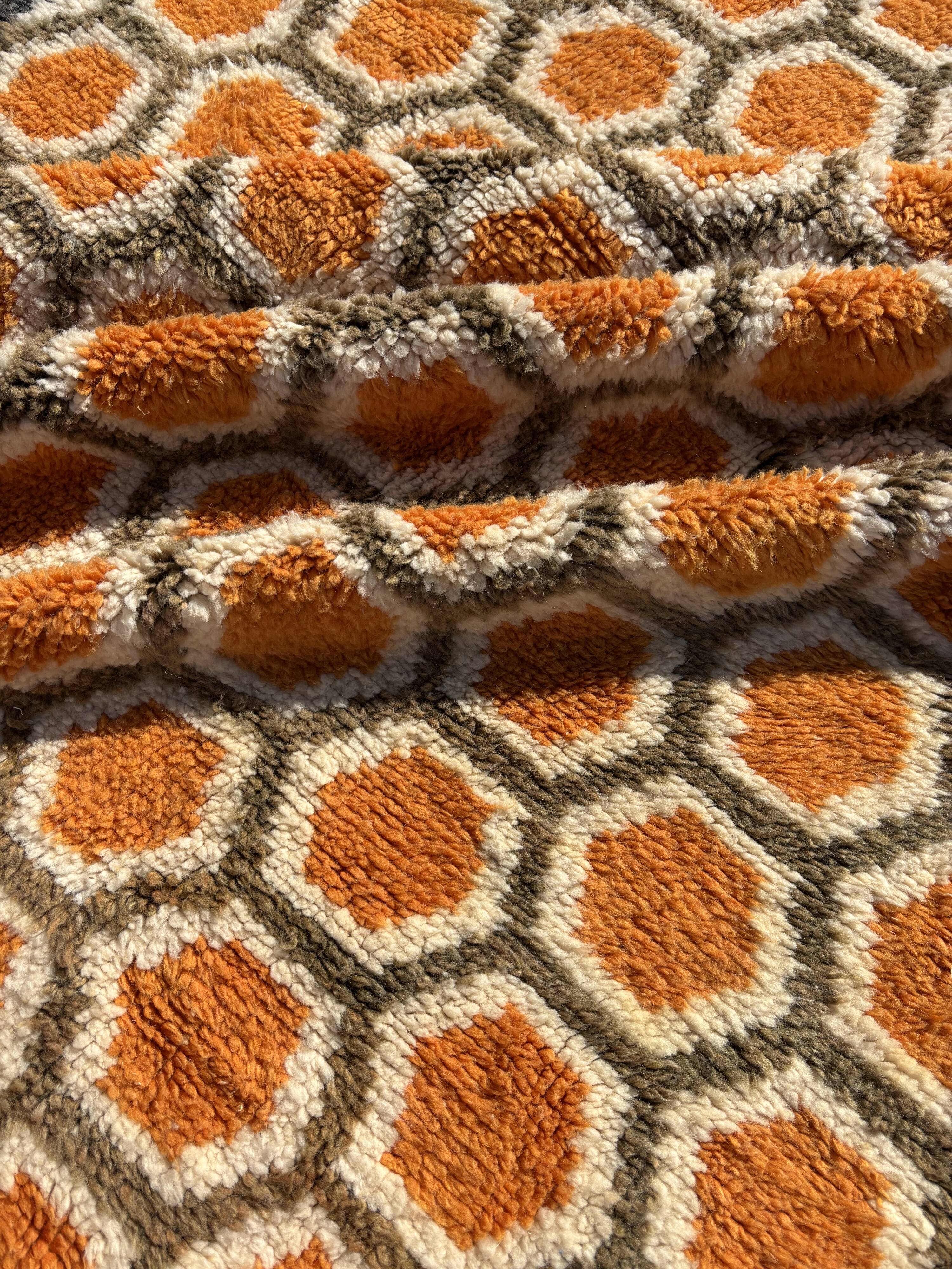 Moroccan Berber rug in orange wool