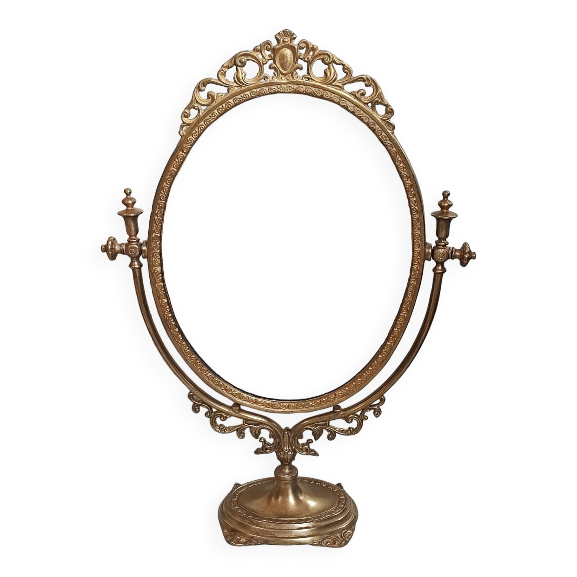 Brass table makeup mirror