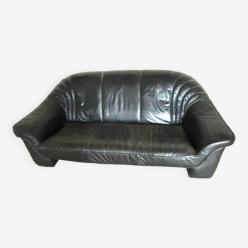 Canapé vintage en cuir noir