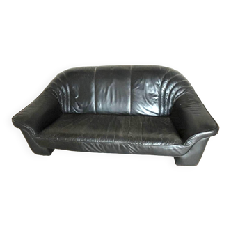 Canapé vintage en cuir noir