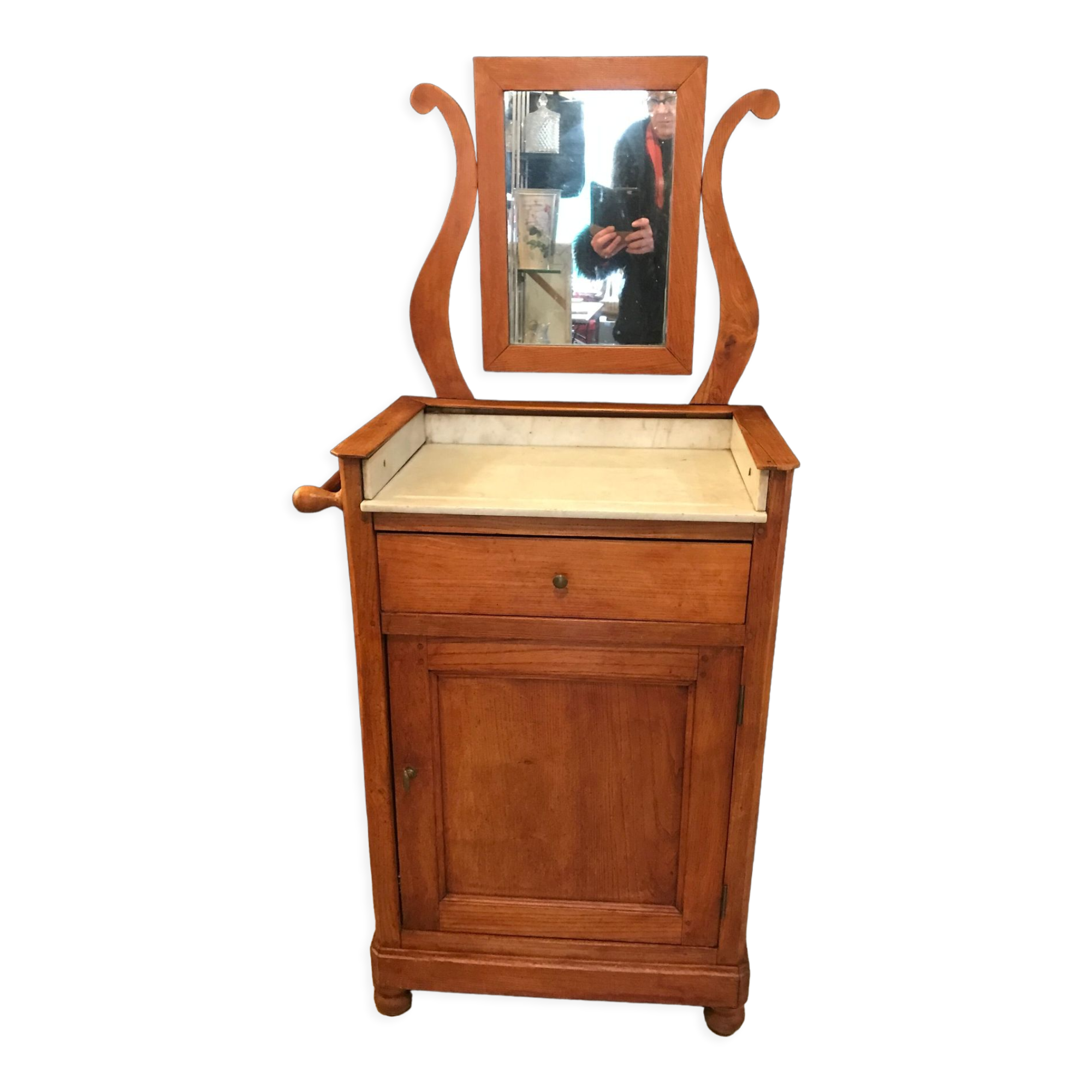1900 period dressing table pitchpin with marble and mirror