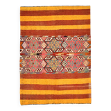 5x6 Yellow and Red Decorative Kilim Carpet, Orientel Kilim Rug, 140x192Cm