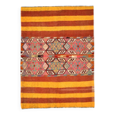 5x6 Yellow and Red Decorative Kilim Carpet, Orientel Kilim Rug, 140x192Cm