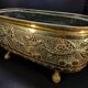 Antique Brass Jardinière – Repoussé Cherry & Leaf Décor – c.1900