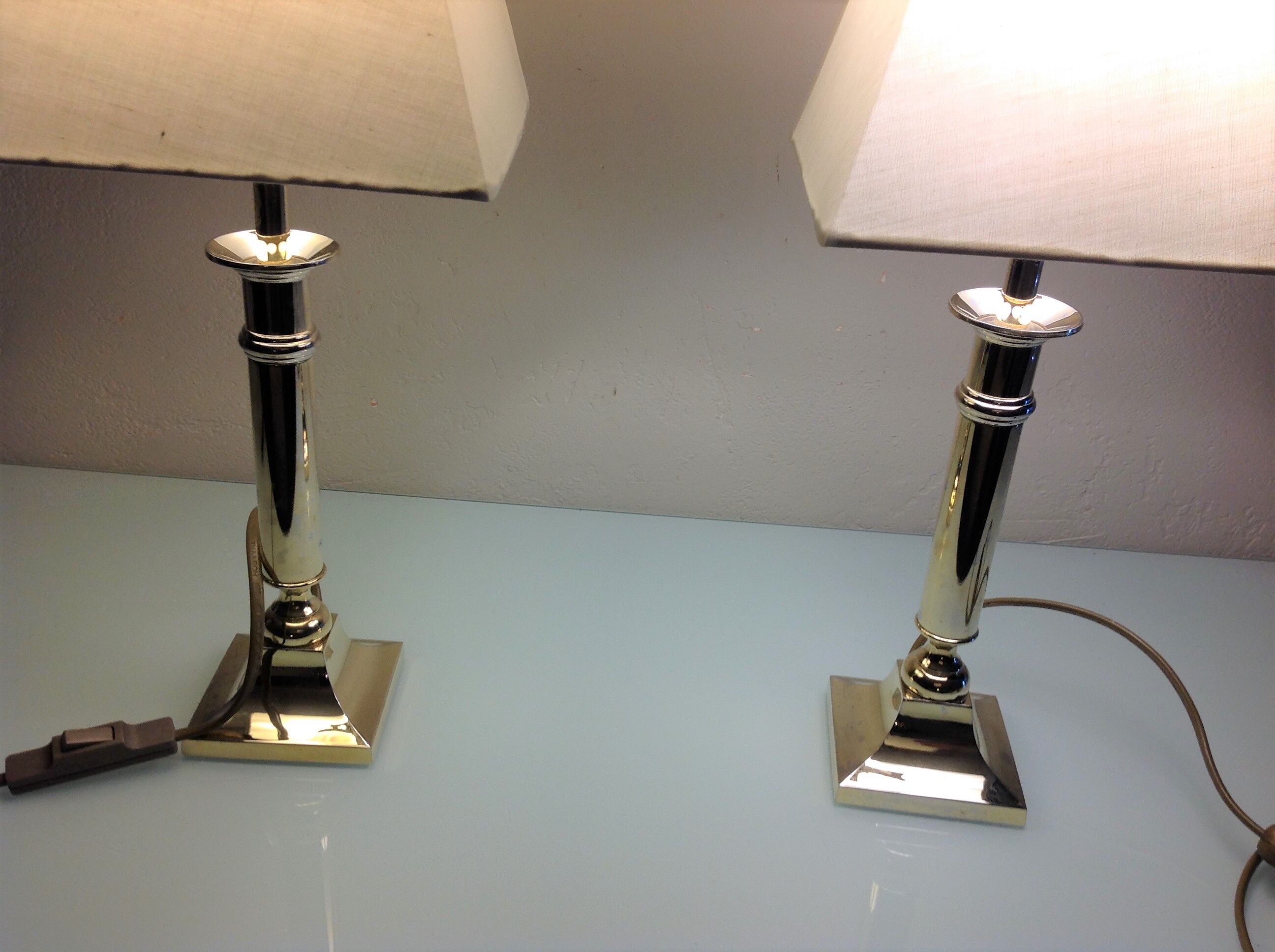 Pair of brass lamps art deco style 60s-70s