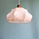 Art Deco pendant light in scalloped pink opaline, 1920-30