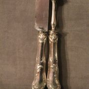 Cutting service knife handles silver Minerve style Rocaille Louis XV