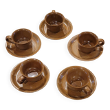 5 Stoneware cups and saucers