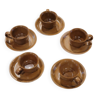 5 Stoneware cups and saucers
