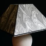 Vintage granite foot lamp and pyramid lampshade in marbled paper