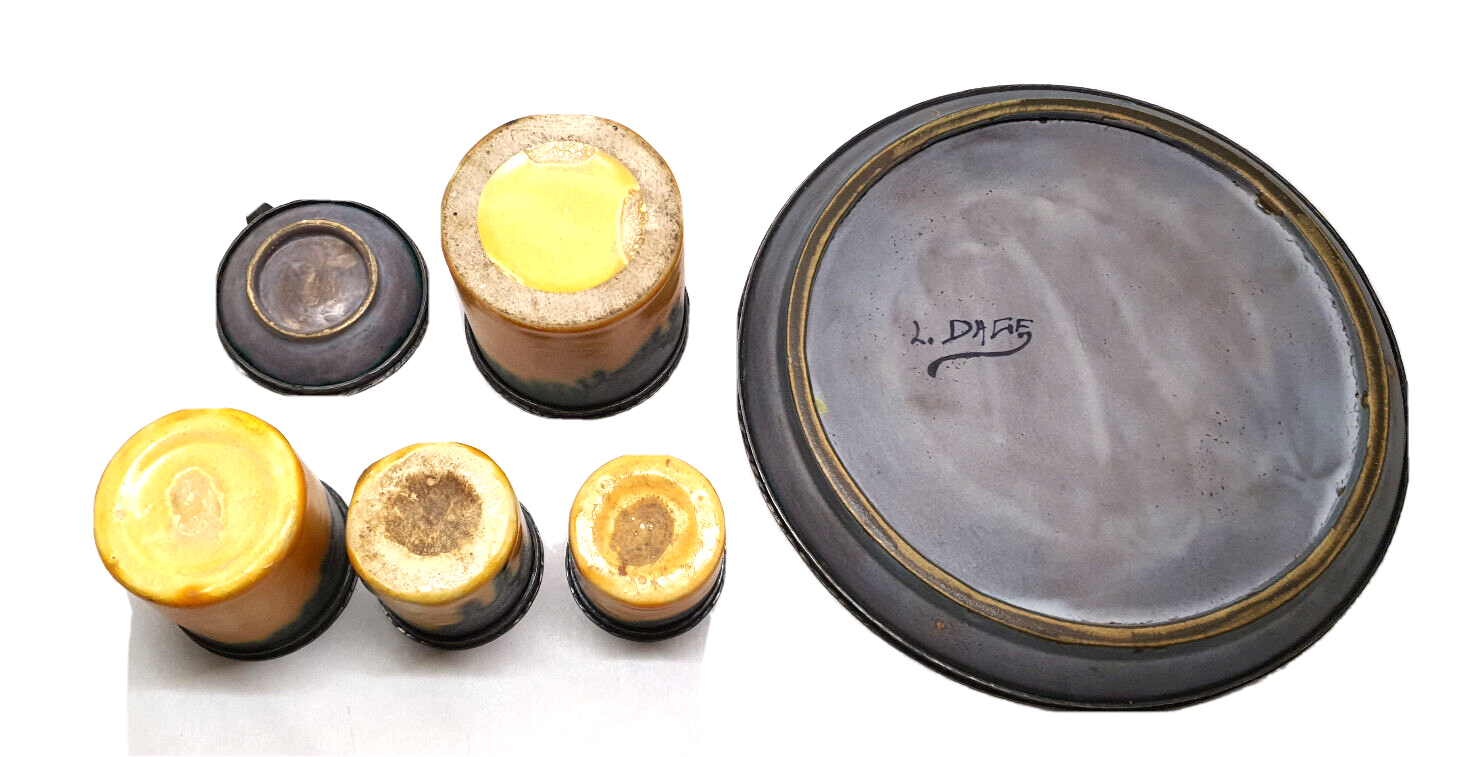 Former smoking tobacco service of Louis Dage 6 pieces art deco collection