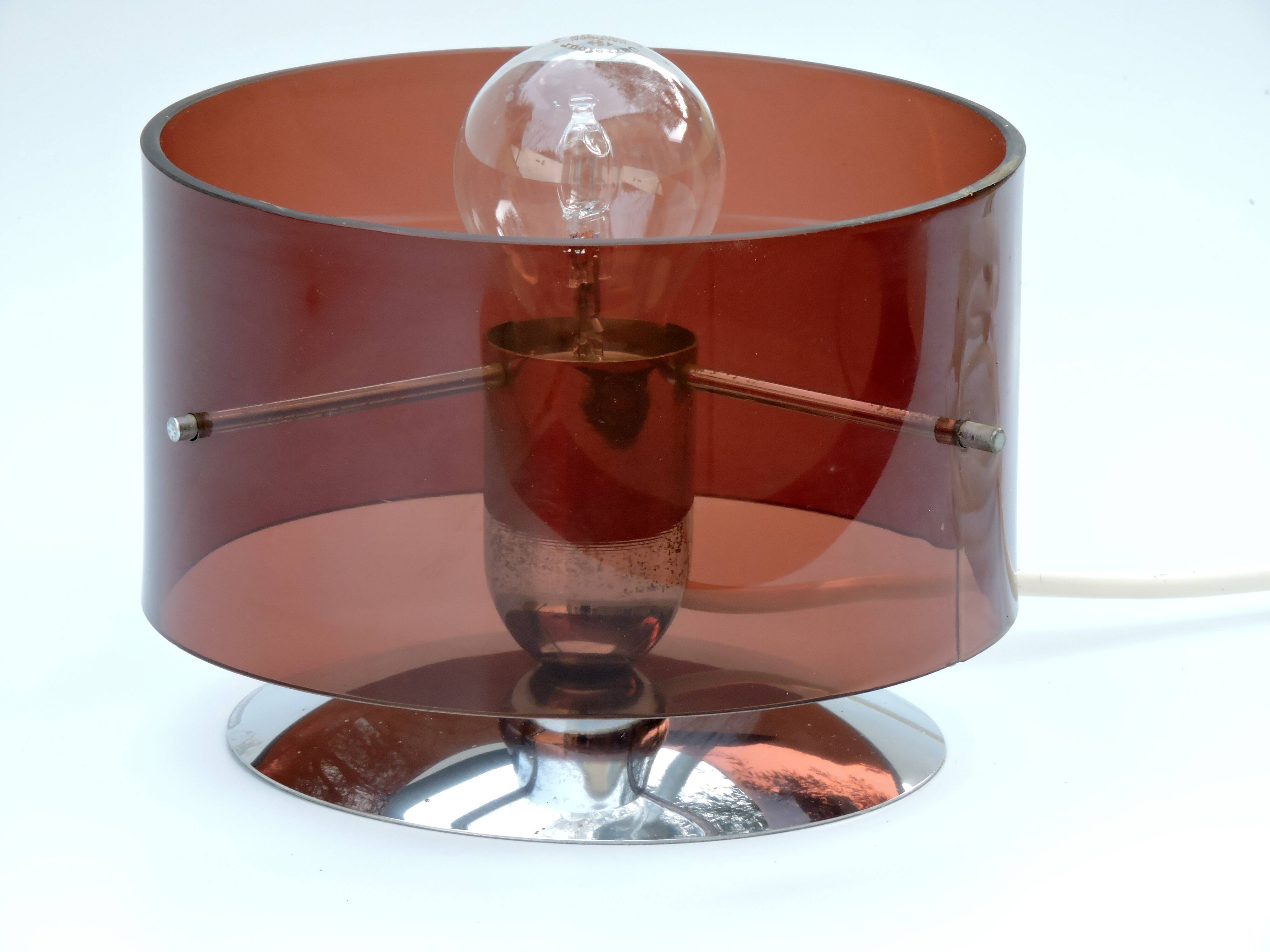 Table lamp Published by Oxar, circa 1972 Philippe Rogier in metal & smoked Altuglas