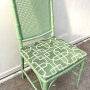 Chippendale Faux Bamboo Dining Chair with  Pierre Frey fabric