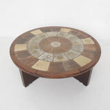 Tue Poulsen pour Haslev Møbelsnedkeri, table basse en pierre et chêne, Danemark années 1960