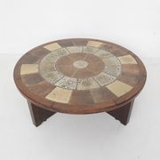 Tue Poulsen pour Haslev Møbelsnedkeri, table basse en pierre et chêne, Danemark années 1960