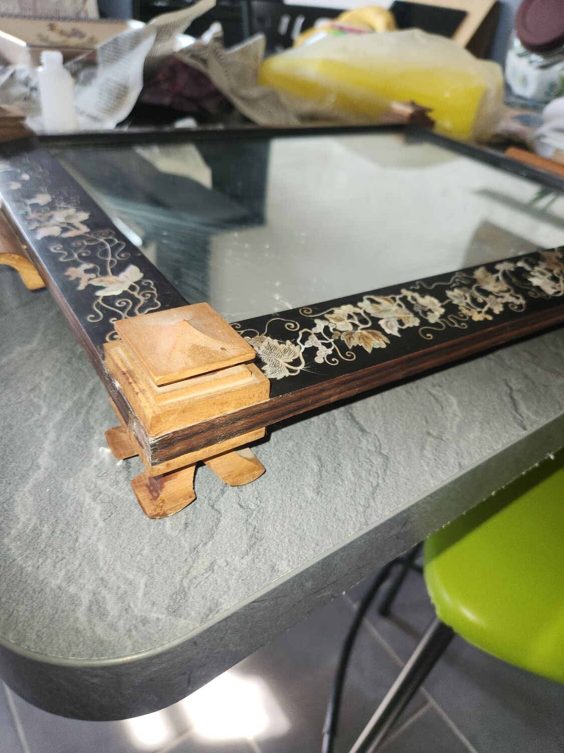 Top early 20th very richly decore of mother-of-pearl