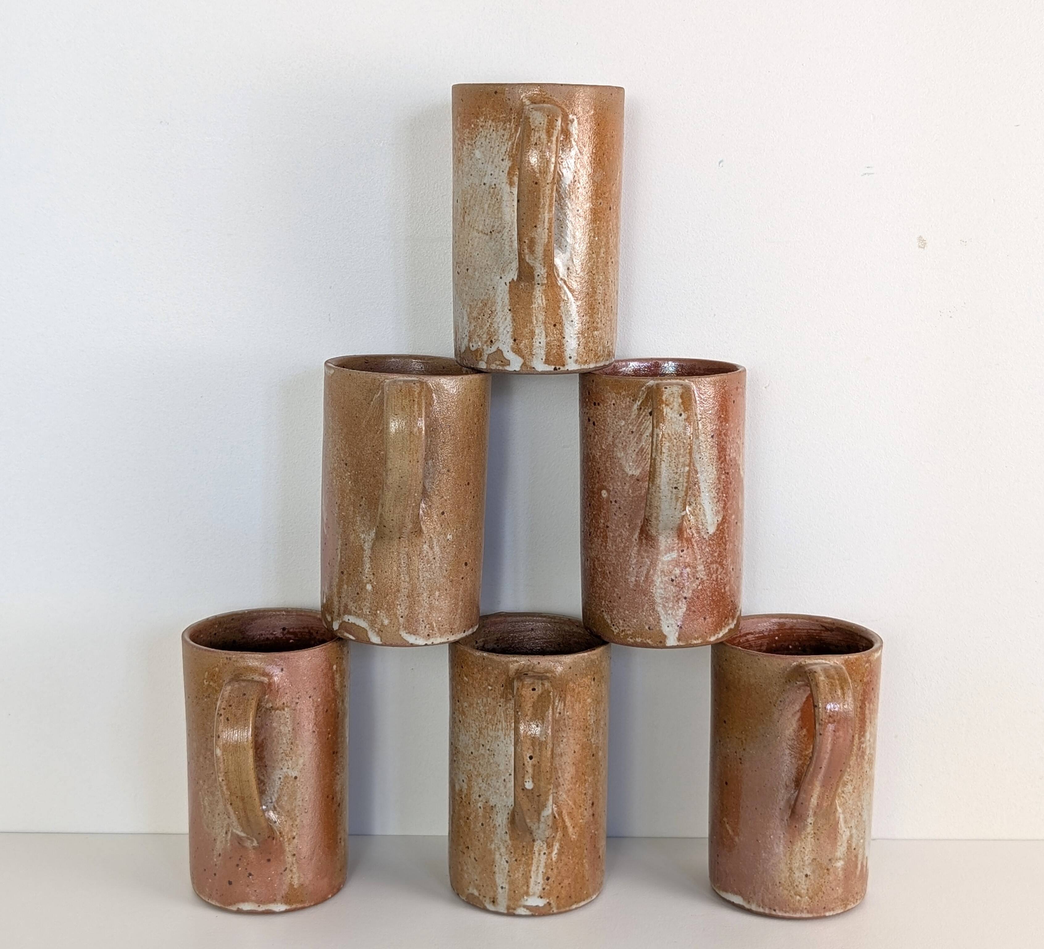 6 enamelled stoneware mugs