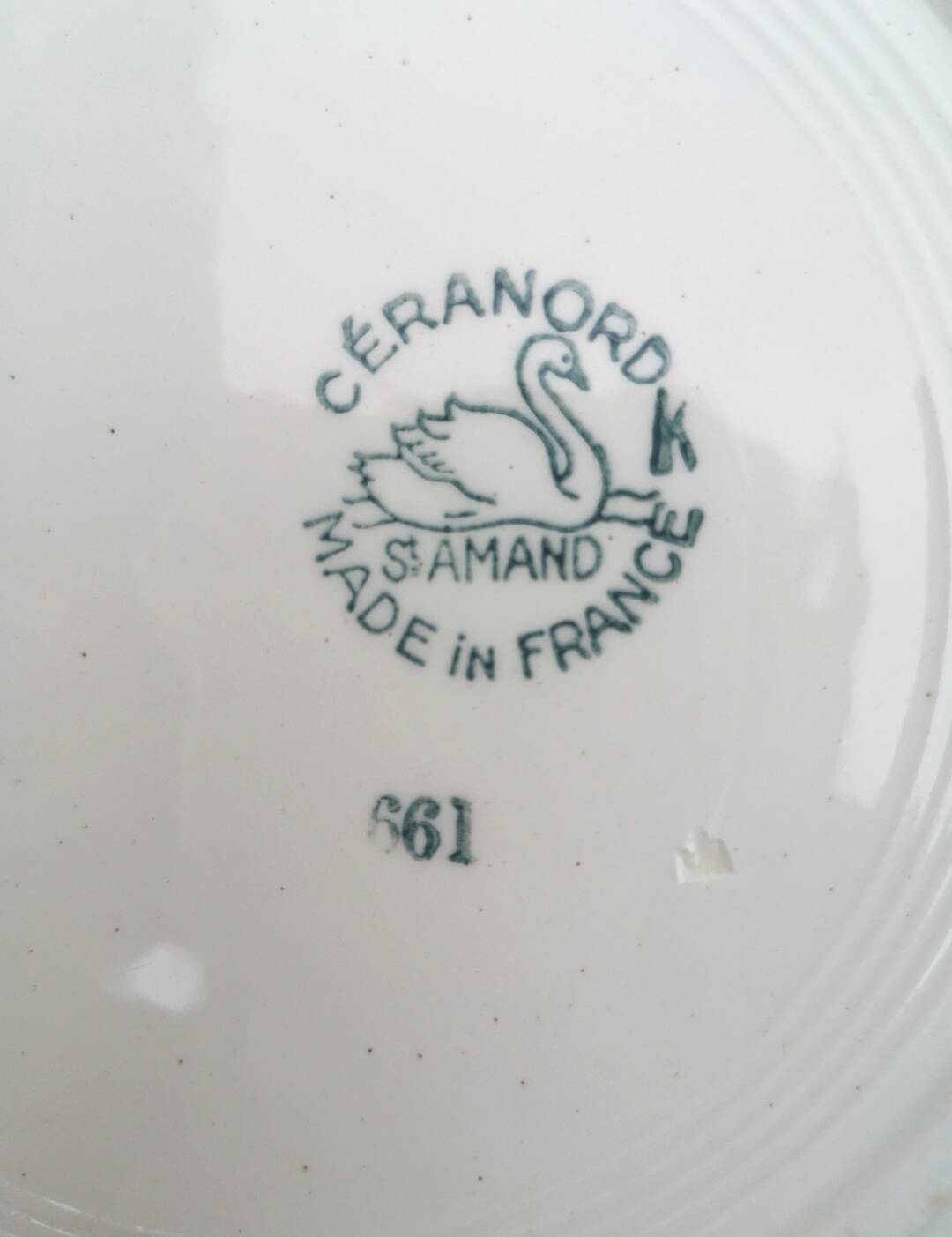 Old flat plates, in earthenware, Céranord St Amand factory