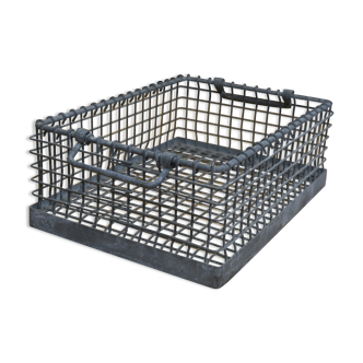 Ancien panier boite grillagée d'usine métal galvanisé