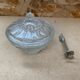 Old Molded Glass Candy Box + Sugar Tongs