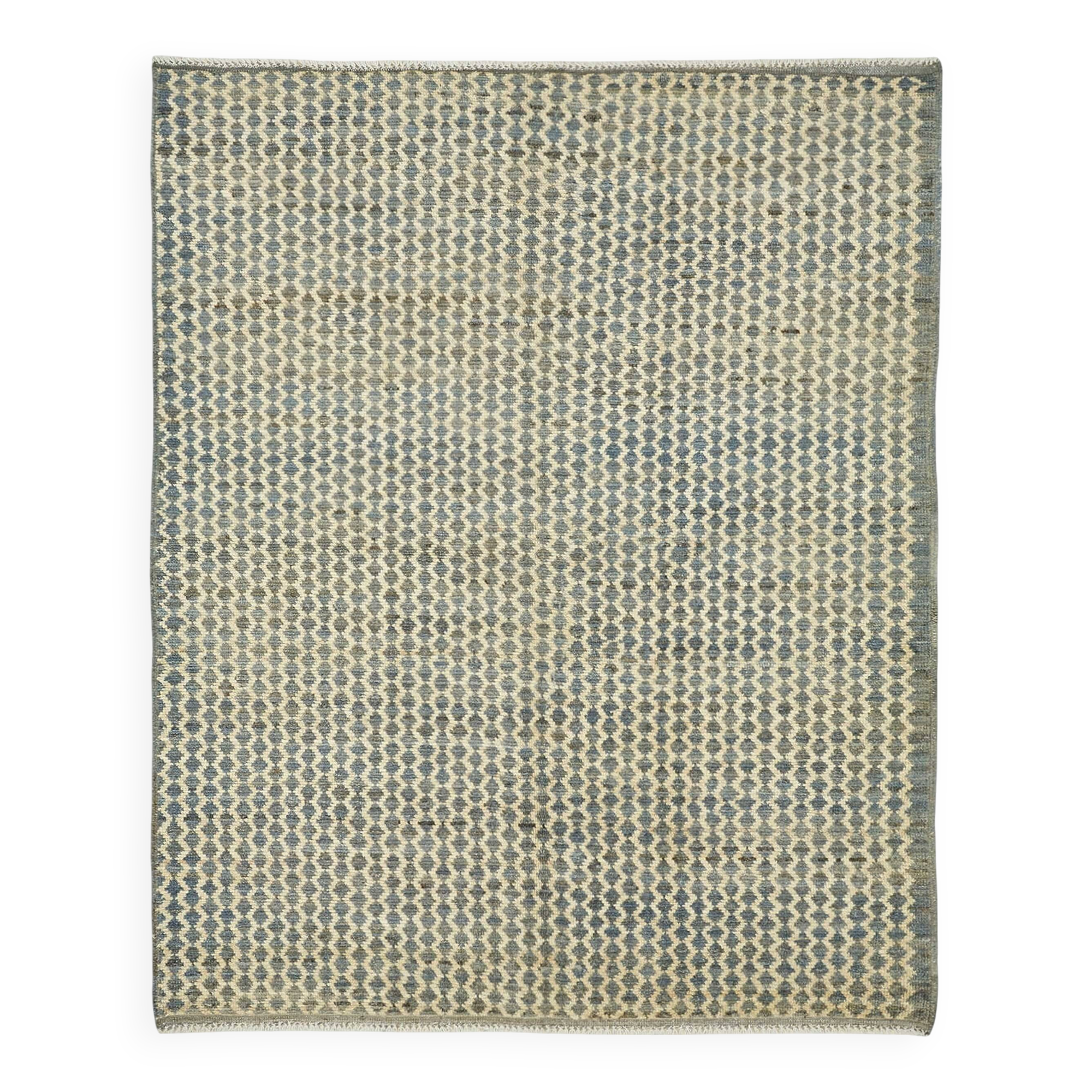 Handmade Turkish One of a Kind 154 cm x 195 cm Blue Wool Carpet