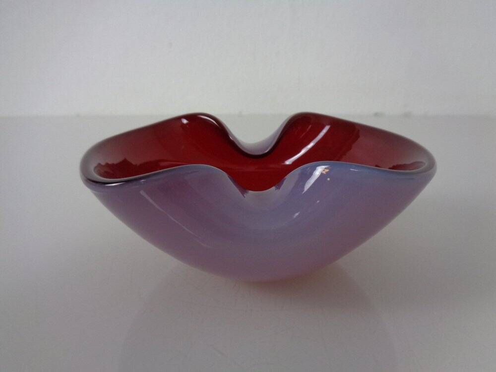 Red and Lilac Sommerso Murano Glass Bowl or Ashtray, Italy, 1960s