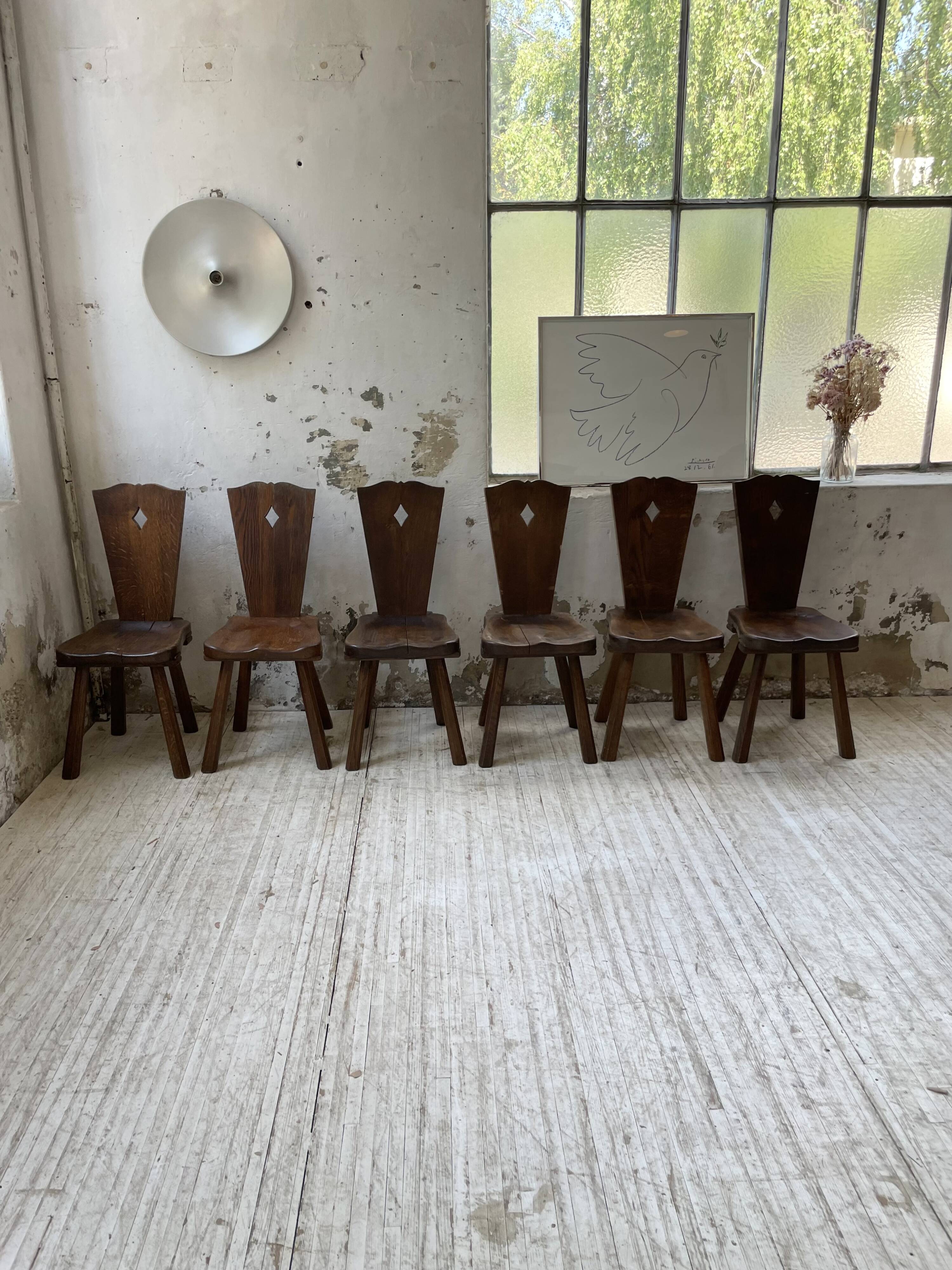 Chaises chêne massif chapo savoyarde art populaire