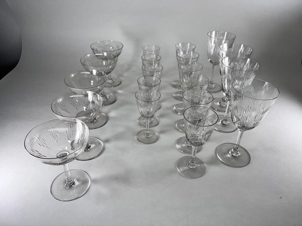 Baccarat Old Crystal Glasses Service Moliere (20pcs) 1916