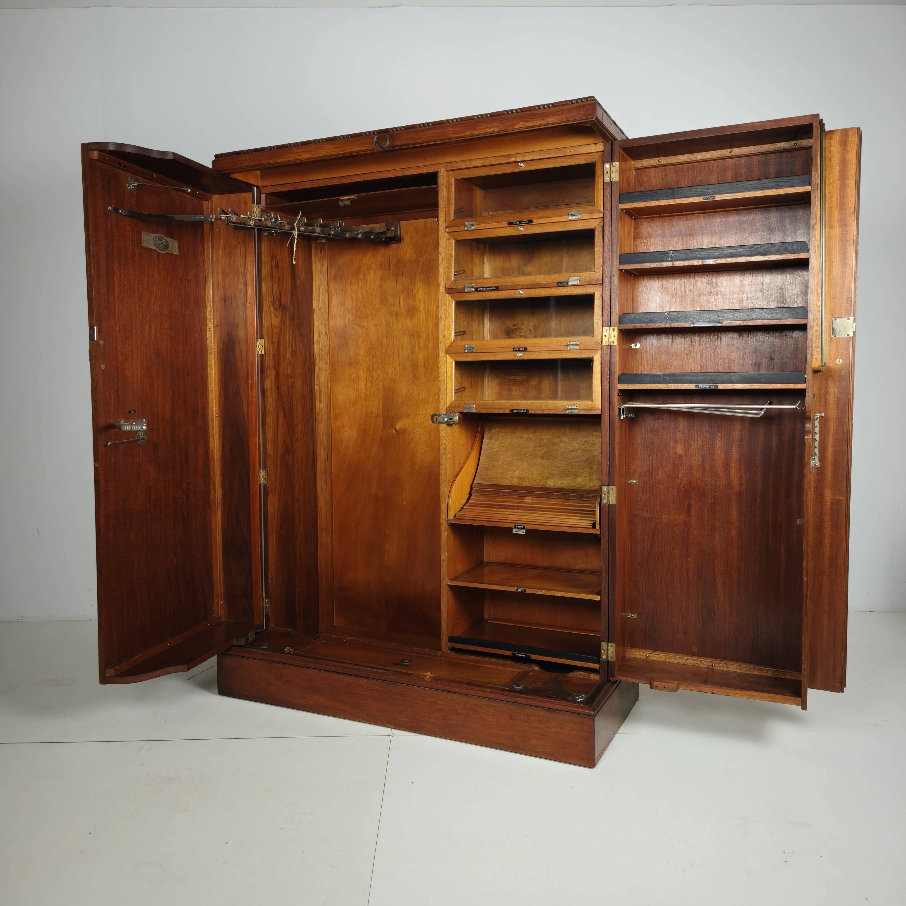 English Art Deco Light Burr Walnut Compactom Gentleman's Wardrobe