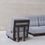 Guillerme et Chambron oak mid-century modular sofa