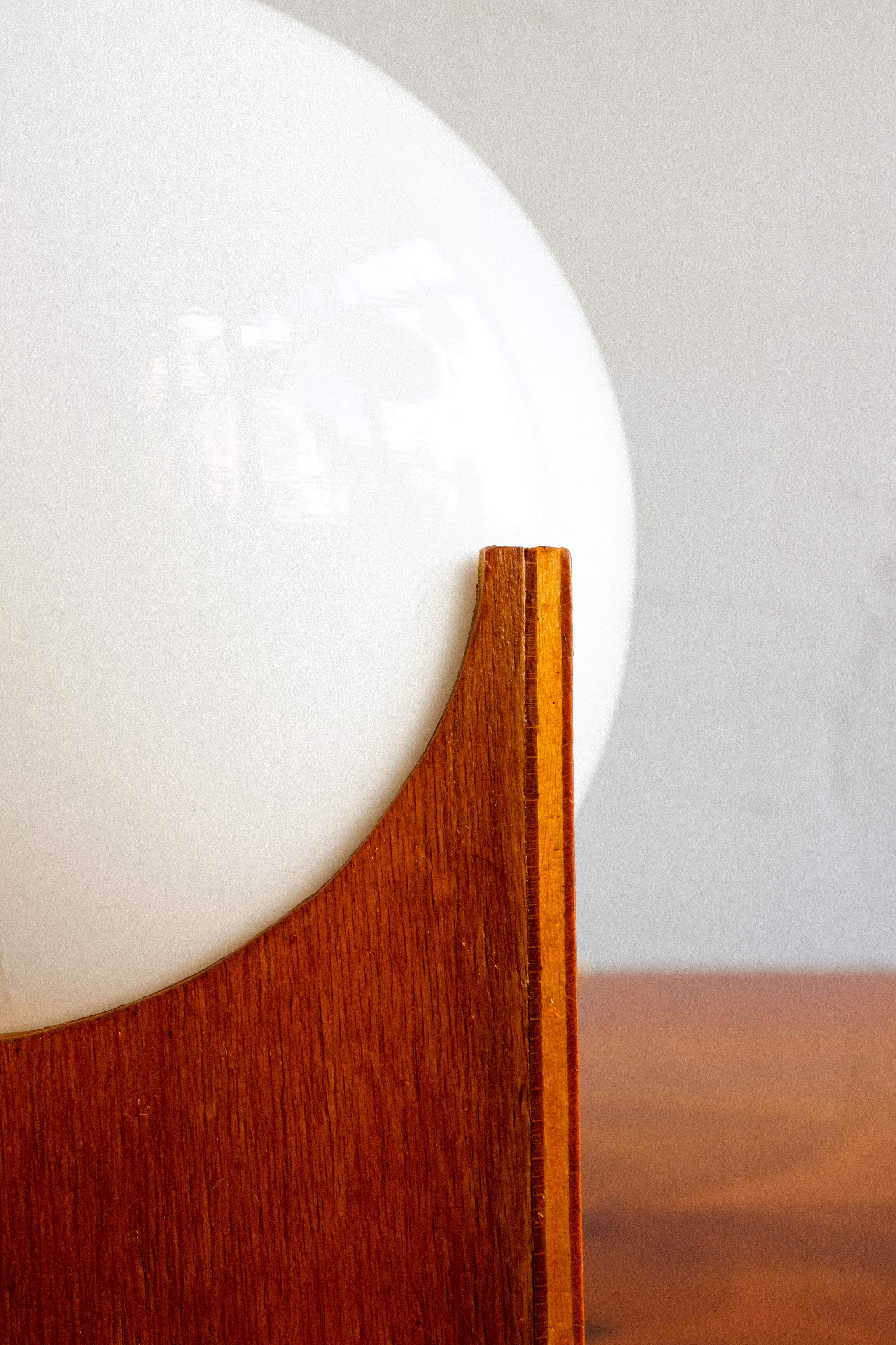 Small glass & wood table lamp, Czechoslovakia, 1960s