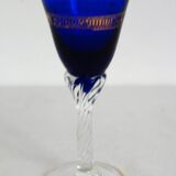 6 multicolored aperitif glasses with twisted legs