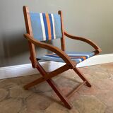 Children's folding armchair in wood and canvas