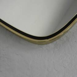 Miroir vintage avec bord en aluminium doré, années 1960
