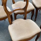 4 or 5 Louis Philippe chairs in solid wood and beige suede, upholstered