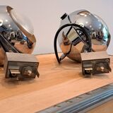 Pair of vintage Eyeball style chrome wall lights (spotlights)