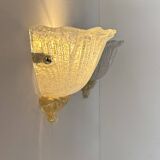 Paire d'appliques vintage moulé pressé, verre de Murano, Italie, 1980