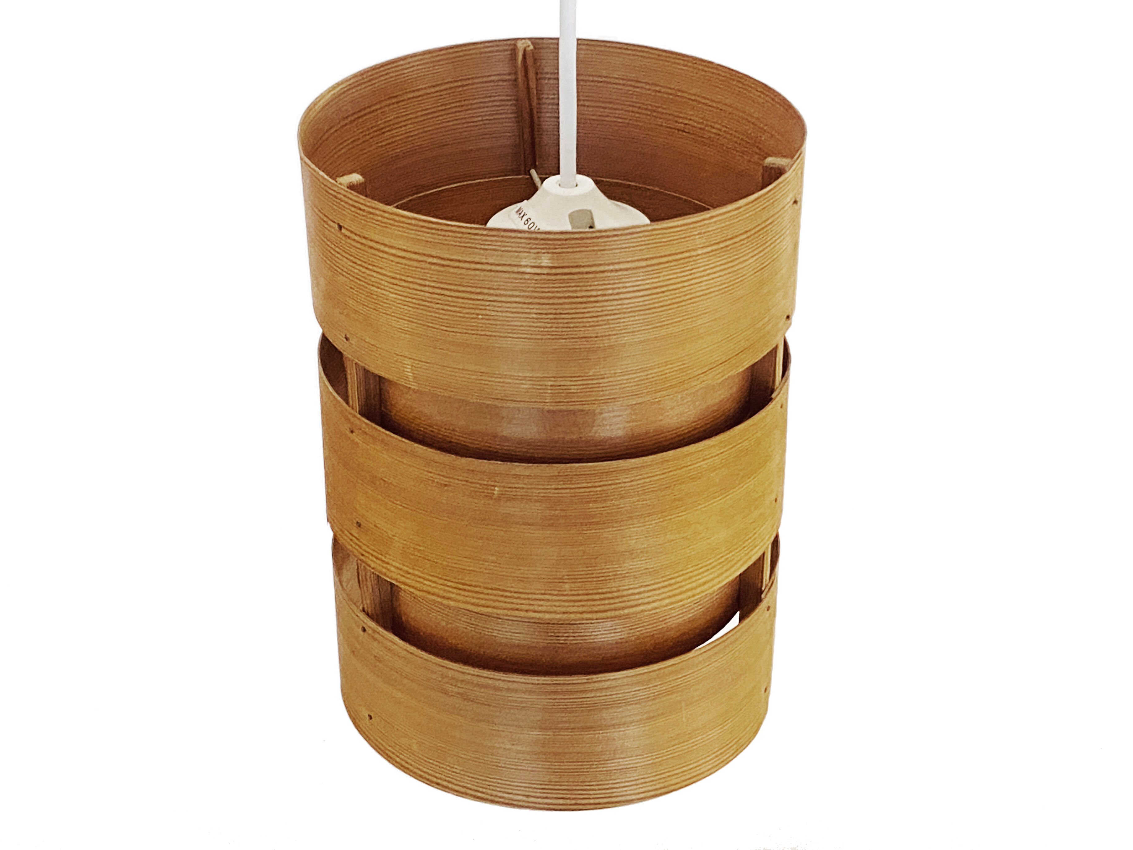 Pine veneer pendant light T355 "Berse" by Hans-Agne Jakobsson for Ellysett AB. Sweden 1960s