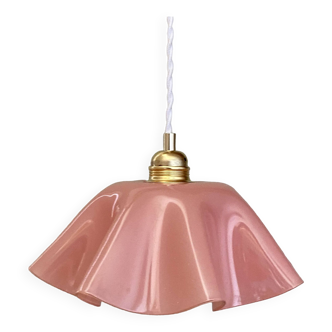 Suspension abat-jour vintage en opaline rose