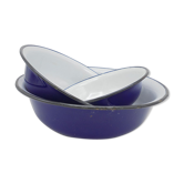 Trio of enamelled sheet metal dishes