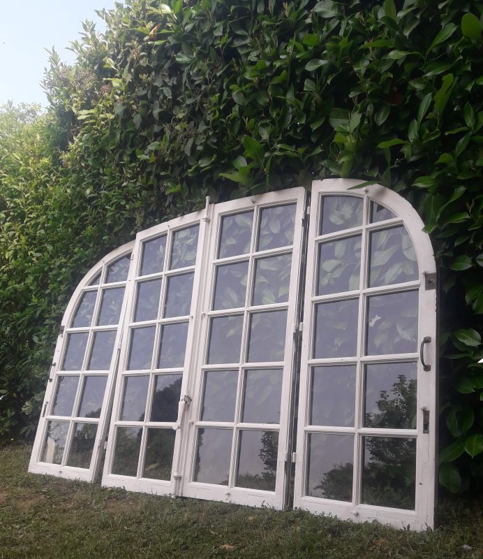 Glass window h146xl227 in arched oak